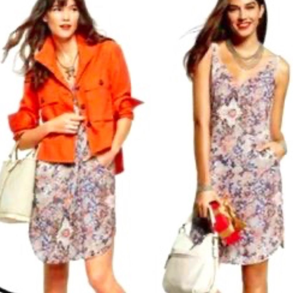 CABI 5049 Fresco Print Sleeveless Cami Slip Dress Spring Summer Easter Small